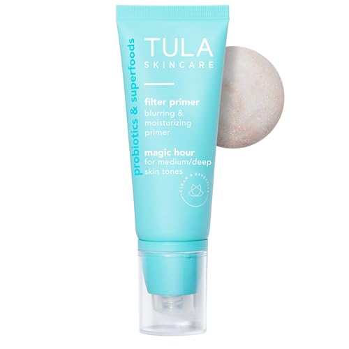 TULA Skin Care Face Filter Blurring and Moisturizing Primer - Magic Hour, Evens the Appearance of Skin Tone & Redness, Hydrates & Improves Makeup