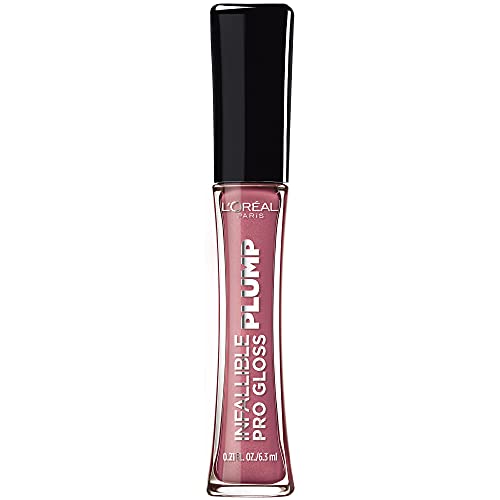 L'Oreal Paris Infallible Pro Gloss Plump Lip Gloss with Hyaluronic Acid, Long Lasting Plumping Shine, Lips Look Instantly Fuller and More Plump, Mauve