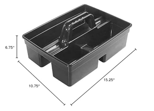 Winco Janitorial Caddy, 15-1/4"W x 10-3/4"D x 6-3/4"H, 3 Compartments, Black