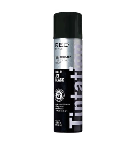Kiss Root Cover Up Gray Concealer Spray Tintation Temporary Hair Color Spray Root Touch Up Hair Dye Large Size 6 oz. (Jet Black)