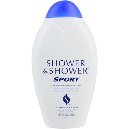 Shower to Shower Sport Body Powder for Men & Women, Talc Free, Sweat Absorbing, Prevents Chafing & Odor, Deodorizing All Over Body Powder for Long