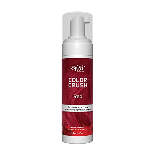 Splat Color Crush Bold Foam Hair Color, Red, 5 oz., Refresh Vivid Colors in Just 10 Minutes, Lasts Up to 10 Washes, Buildable Foam Hair Product, Vegan
