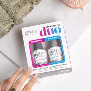 Gelish Dynamic Duo - Foundation Base & Top It Off Sealer Gel Set, Long-lasting, High-Shine Finish for Gel Manicures, Cures Fast in LED/UV Light, No