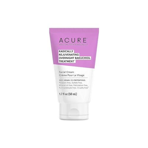 Acure Radically Rejuvenating Bakuchiol Facial Cream - Plant Squalane Retinol Alternative for Overnight Skin Treatment- Vegan Plant-Based Extract