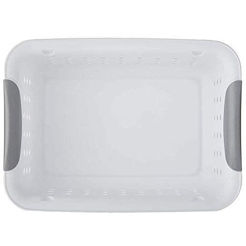 Sterilite 16228012 Small Ultra Basket, White with Titanium Inserts