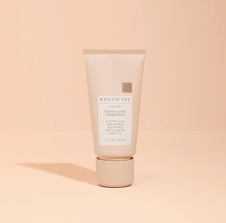 Kristin Ess Signature Travel Size Salon Shampoo + Conditioner Set for Moisture, Softness + Shine - Anti Frizz + Lightly Clarifying - Sulfate Free