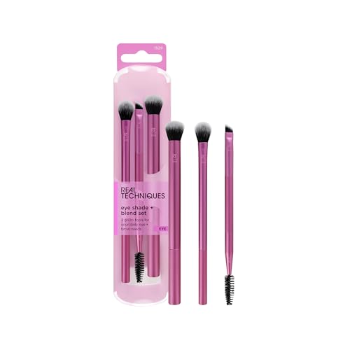 Real Techniques Eye Shade & Blend Makeup Brush Trio, For Eyeshadow & Liner, Makeup Tools for Shaping & Grooming Brows, Defined Makeup Look, Synthetic