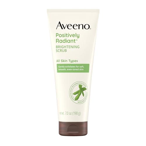Aveeno Positively Radiant Skin Brightening Daily Facial Scrub with Moisture-Rich Soy Extract, Gently Exfoliates & Cleanses for Soft, Smooth, More