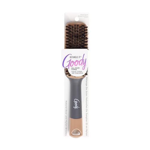 Goody Detangle It Boar Bristle Hair Brush, Use as a Detangling or Styling Brush, Conditions & Boosts Shine, Helps Tackle Knots & Reduce Frizz, For Wet