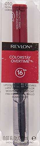 Revlon ColorStay Overtime Liquid Lip Color, Non-Stop Cherry [010] 0.07 oz (Pack of 3)