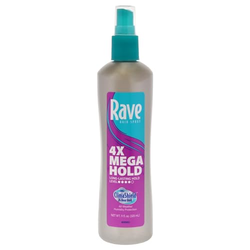Rave 4X Mega Long-Lasting Firm Hold Hair Spray for Heat Protection, Volume and Shine - 24 Hour Hold & Anti Humidity Spray for Hair - Minimizes Frizz Beauty and Personal Care rave Default Title