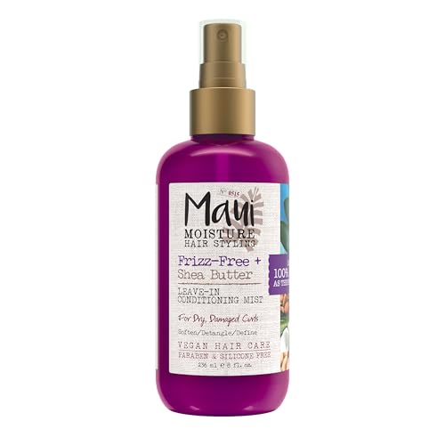 Maui Moisture Frizz-Free + Shea Butter Leave-in Conditioning Mist, Curly Hair Styling Spray to Soften, Detangle, & Define Dry, Damaged Curls & Waves