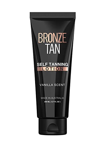 Bronze Tan Self Tanning Lotion - Luxurious Vanilla Self Tanner for Face & Body - No Color Guide Sunless Tanner for a Natural Glow - Hydrating Formula