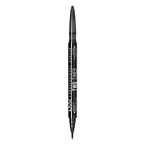 NYX PROFESSIONAL MAKEUP Two-Timer Dual Ended Eyeliner, Eyeliner Pencil, Jet Black