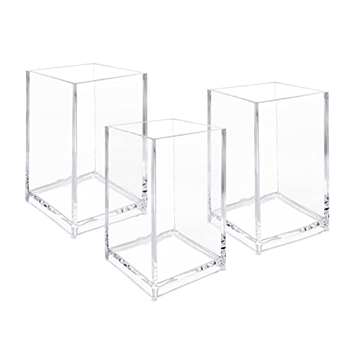Newkita 3 Pack Clear Acrylic Cosmetic Pencil Pen Holder Cup, Clear Makeup Brush Holder, Desk Acrylic Brushes Storage Beauty and Personal Care Newkita Default Title