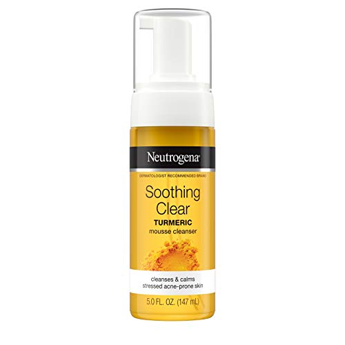Neutrogena Soothing Clear Calming Mousse Facial Cleanser with Soothing & Calming Turmeric, Gentle Face Wash for Acne-Prone Skin, Paraben-Free