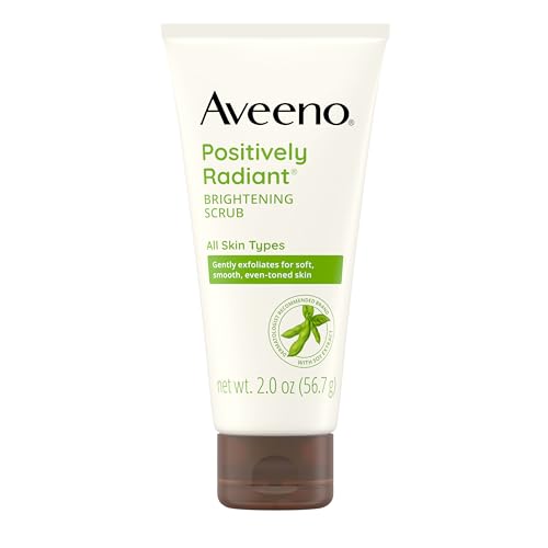 Aveeno Positively Radiant Skin Brightening Exfoliating Daily Facial Scrub, Moisture-Rich Soy Extract, helps improve skin tone & texture, Oil