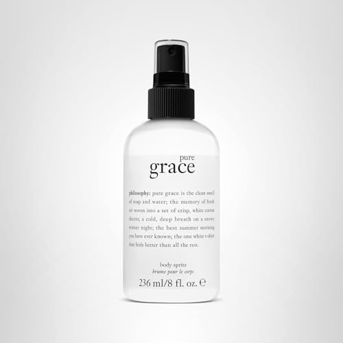 philosophy pure grace body spray - crisp & clean women's scent - with notes of water lily, leafy greens & musk - luxury body spritz for women - long
