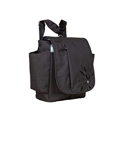 HAIKU To Go Convertible 2.0 Crossbody and Backpack Messenger-Style Travel Bag with Adjustable Shoulder Straps, Dual Pockets, Black in Bloom