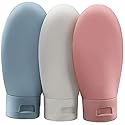ZALUJMUS Travel Bottle, 3 Pcs Leak Proof Refillable Squeezable Containers Set(60 ml) with Label and Transparent Carry Bag for Liquid Shampoos, Soap
