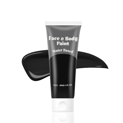 Black Face Body Paint,Water Based Cream Face Paint Halloween Makeup,Black Face Paint For Adult Carnival Cosplay Halloween SFX Skull Joker Zombie