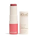 ATTITUDE Oceanly Sheer Lip Gloss Stick, EWG Verified, Titanium Dioxide-Free, Vegan Makeup & Beauty, Cruelty-Free, Plastic-Free, Happy Berry, 0.12