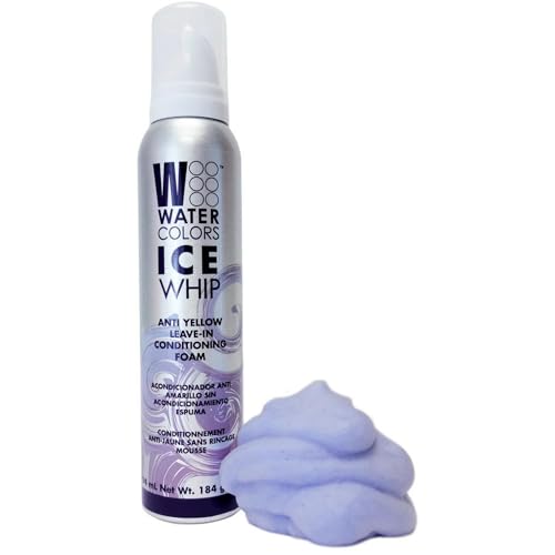 Watercolors Ice Whip Anti-Yellow Leave-In Conditioning Foam Mousse for Blonde, Platinum, Bleached, Silver, Gray, Ash & Brassy Hair - Violet Purple 6.5