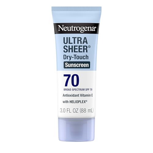 Neutrogena Ultra Sheer Dry-Touch Sunscreen Lotion SPF 70, Broad Spectrum, Water Resistant 80 Min, Oil-Free, Oxybenzone-Free, Non-Comedogenic, Matte
