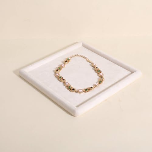 GemeShou velvet Jewerly display tray, Top Microfiber Jewelry storage organizer plate, Empty Jewelry showcase tray for Necklace Bracelet Ring Earring…