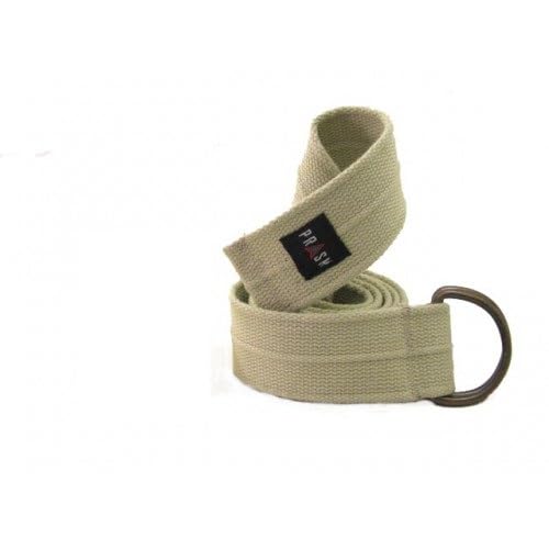 Prasm Mens Womens D-ring Canvas Solid Color Web Belt (Khaki, B: 53" Length)