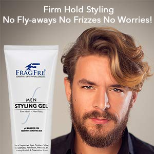 "FRAGFRE Hair Styling Gel, 8 fl oz, Extra Hold, Non Toxic & Flaky, Alcohol Free, Unscented, Color Safe, Provides Strong Firm Hold, No Residue, For Men