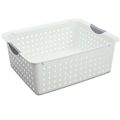 Sterilite Large Ultra Basket, Open Storage Bin to Organize Closets, Cabinets, Pantry, Shelving and Countertop Space, White, 1-Pack