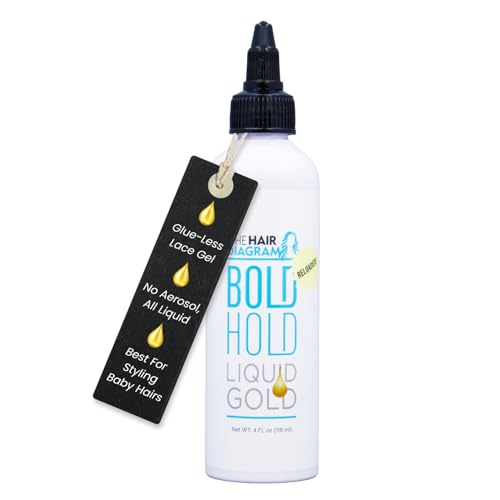 The Hair Diagram - Bold Hold Liquid Gold Reloaded - Glueless Lace Gel - Temporary Hold for Wigs and Hair Systems - Styling Agent for Baby Hairs - Non