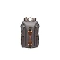 peacechaos Heavy-Duty Waxed Canvas Backpack for Men, 17 Inch Laptop Rucksack with Genuine Leather, Multi-Pocket Travel Bag for Work, Hiking, and Camping