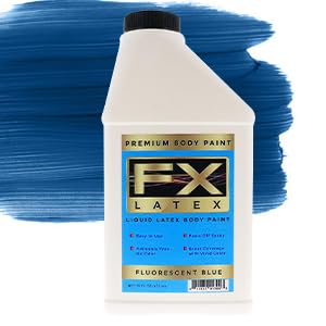 Liquid Latex Fashions- Ammonia Free Natural Face paint for Kids and Adults, Ideal for Artwork, School Plays, Cosplays and Concerts, Fluorescent Blue