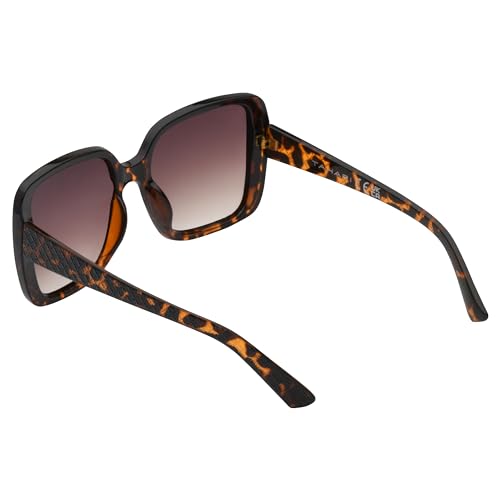 TAHARI Women's Square-Retro Oversized Sunglasses, Tortoise, 64 mm