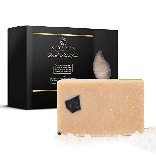 KIYAMEL Dead Sea Salt Body Scrub Soap Bar Mineral Mud Soap Deep Exfoliating for Dry Skin Eczema & Psoriasis with Natural Essential Oils Moisturizing