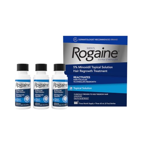 Men's Rogaine Extra Strength 5% Minoxidil Solution, 3 Mo Supply, 3x 2 Fl Oz Beauty and Personal Care Rogaine Default Title