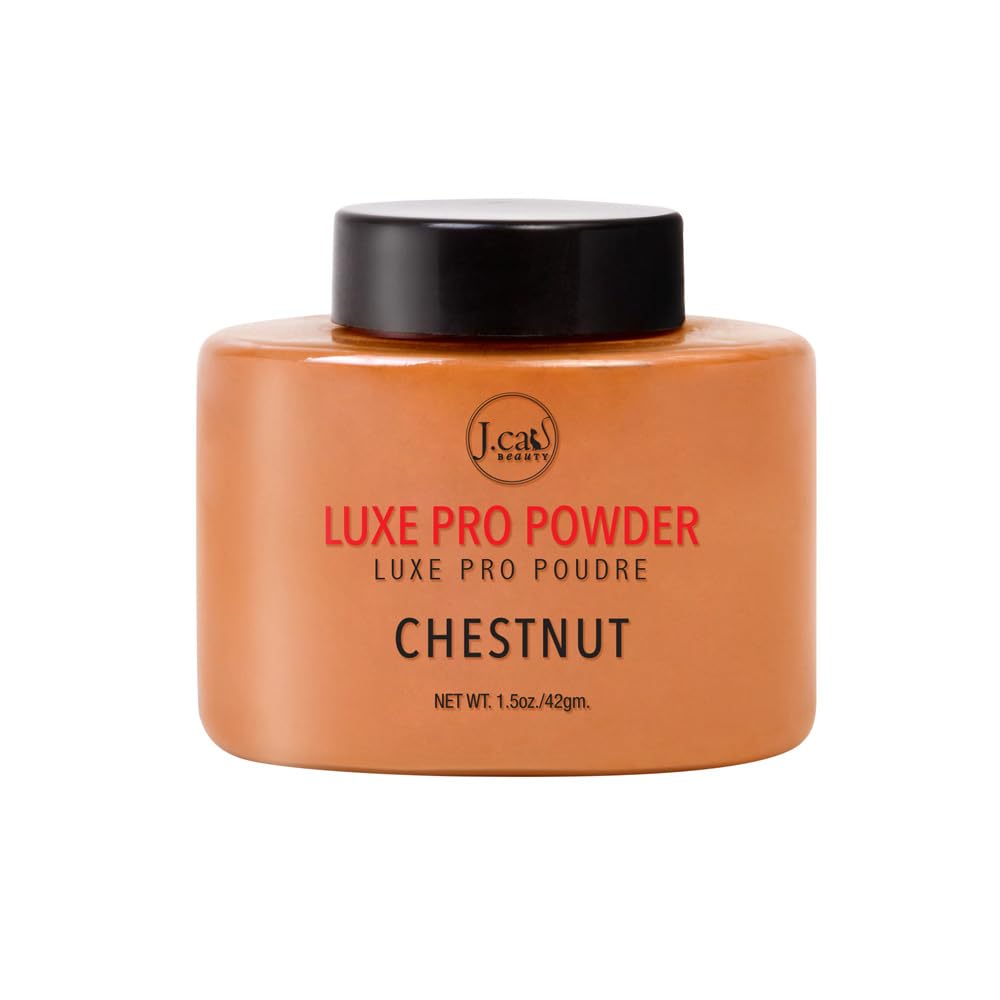 J.Cat Beauty Luxe Pro Makeup Setting Powder, Matte Finish, Helps Absorb Oil and Minimizes Pores, Suitable for Baking, Shade Chestnut, 1.5 Oz