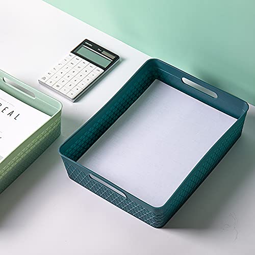 Storage Bin Organizer with Handle | | Desk Drawer Organizer| Stationery Organizer | File Organizer, 5 Liter, Set of 6, Off White