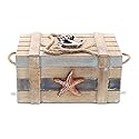 CoTa Global Neptune Wooden Jewelry Box - Handcrafted Nautical Trinket Wooden Box with Starfish and Boat Anchor, Decorative Box With Hinged Lid…
