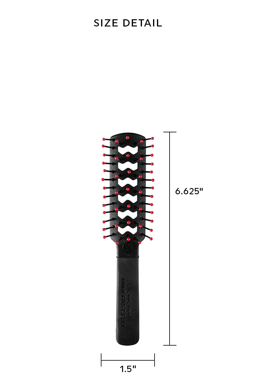 Cricket Static Free Mini Fast Flo Vent Hair Brush - Curling, Blow Drying, Detangling and Styling Wet or Dry Hair, Ideal for Travel, 1.5", Suitable
