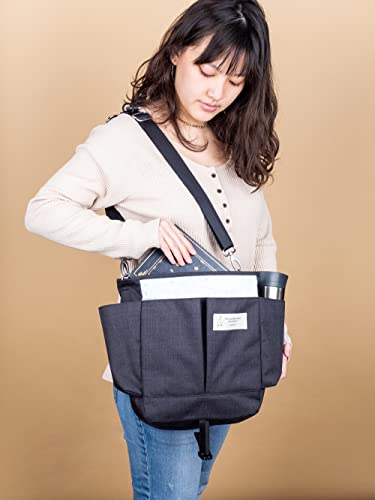 HAIKU To Go Convertible 2.0 Crossbody and Backpack Messenger-Style Travel Bag with Adjustable Shoulder Straps, Dual Pockets, Black in Bloom