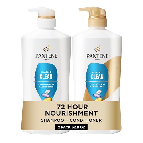 Pantene Shampoo & Conditioner Set, Classic Clean - Pro-V Nutrients for Dry, Color-Treated Hair, Healthy Looking Hair Every Wash, Antioxidant-Rich