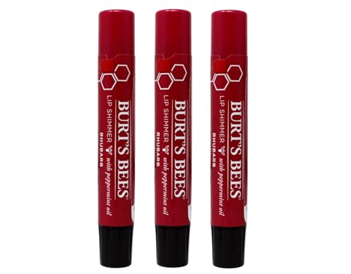 Burt's Bees Lip Shimmer, Rhubarb 0.09 oz (Pack of 3)