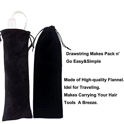 ALHBEJT Flat Iron Case - Soft Cotton Curling Wand Sleeve and Travel Pouch for Hair Straighteners, Curling Irons, and Styling Tools (2Pcs, Black)