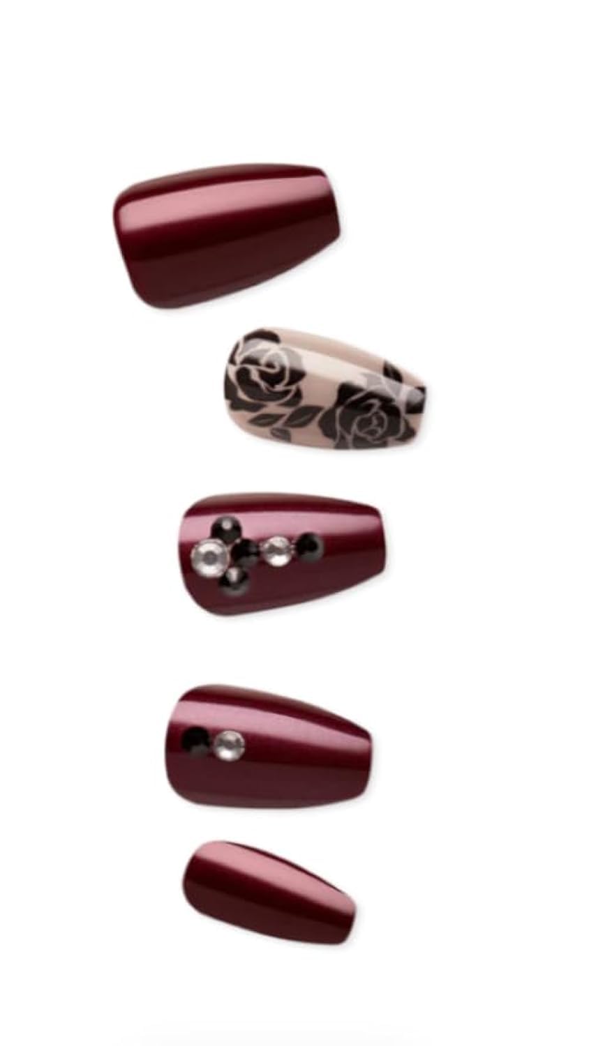 KISS imPRESS No Glue Mani Press On Nails, IMM25, Laced'up, Rose, Medium Size, Almond Shape, Includes 30 Nails, Prep Pad, Instructions Sheet, 1 Beauty & Personal Care imPRESS