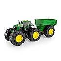 TOMY Monster Treads - John Deere Tractor Toy and Wagon - Includes Lights, Sounds, and Monster Truck Tires - John Deere Farm Toys - Ages 3 Years and Up