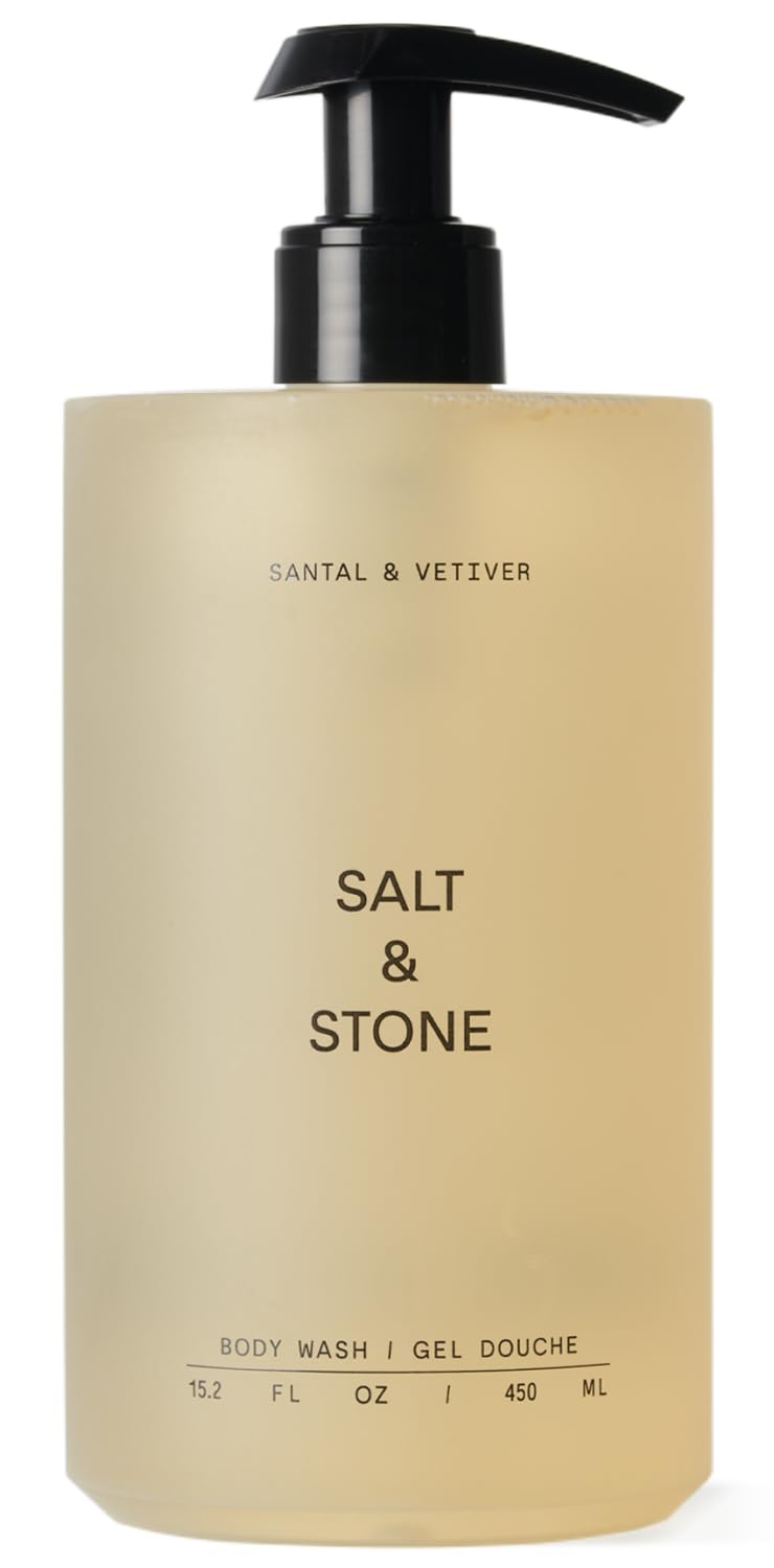 Salt & Stone Body Wash with Antioxidants for Deep Moisture | For Women & Men, Sulfate, Paraben, & Dye Free, Leaving Skin Soft and Hydrated | Santal Beauty and Personal Care Salt & Stone