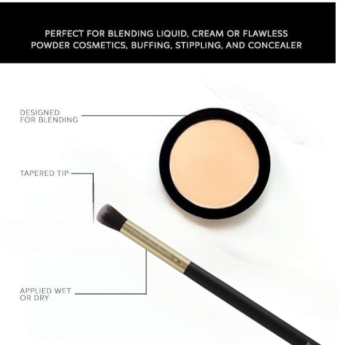 F.A.R.A.H® Small Flat Blending Brush 165E (Black) - Precision Vegan Makeup Brush for Seamless Application